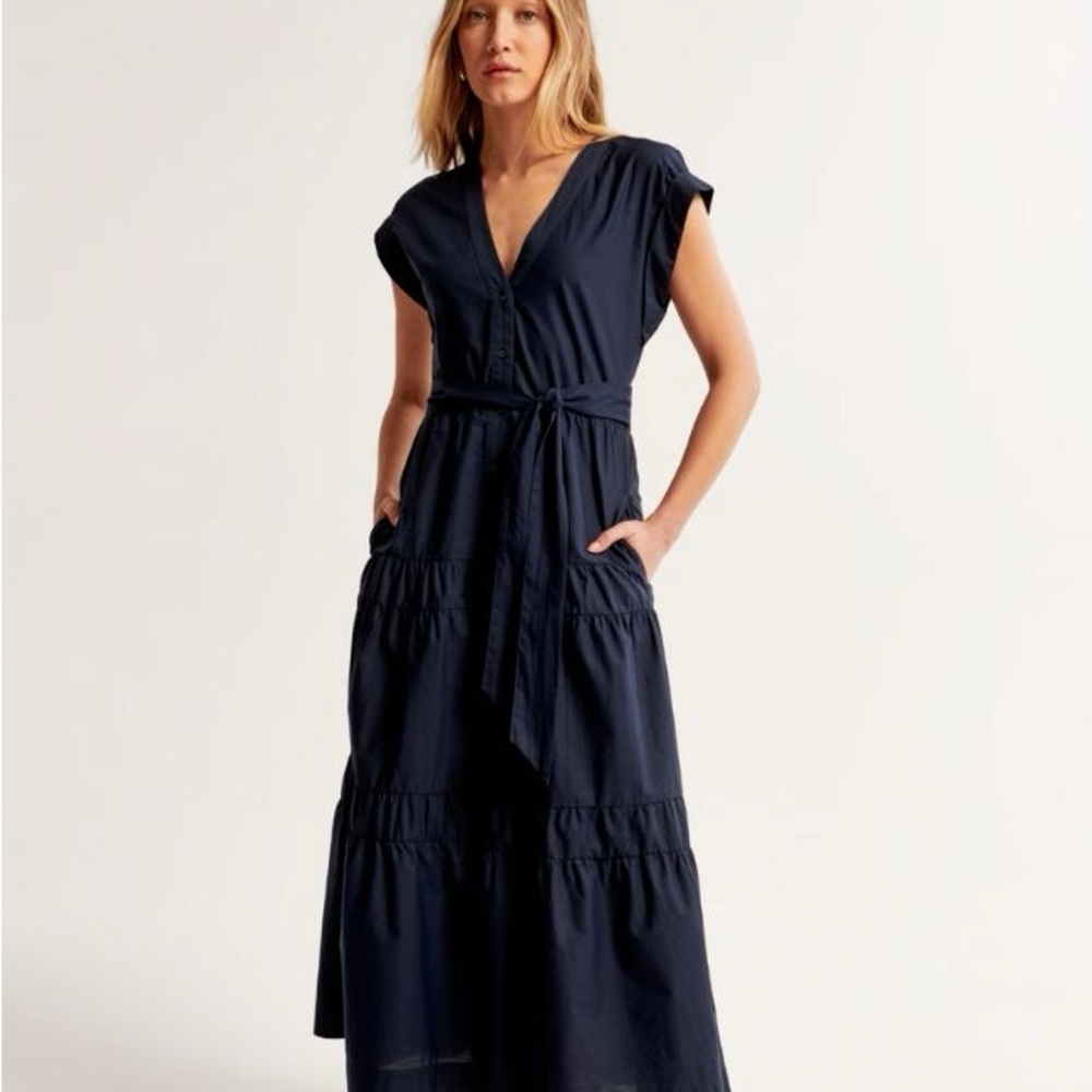 Abercrombie & Fitch Navy Tiered Maxi Dress